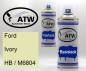 Preview: Ford, Ivory, HB / M6804: 400ml Sprühdose + 400ml Klarlack - Set, von ATW Autoteile West.
